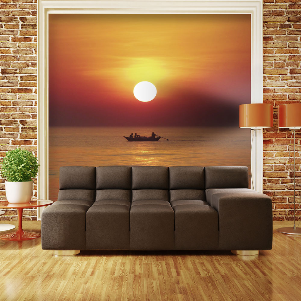 Wallpaper - Sunset with fishing boat - 250x193