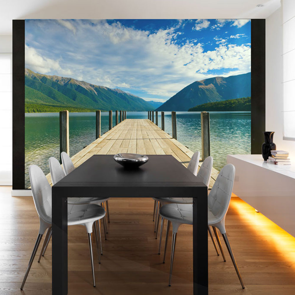 Wallpaper - Mountain lake bridge - 350x270