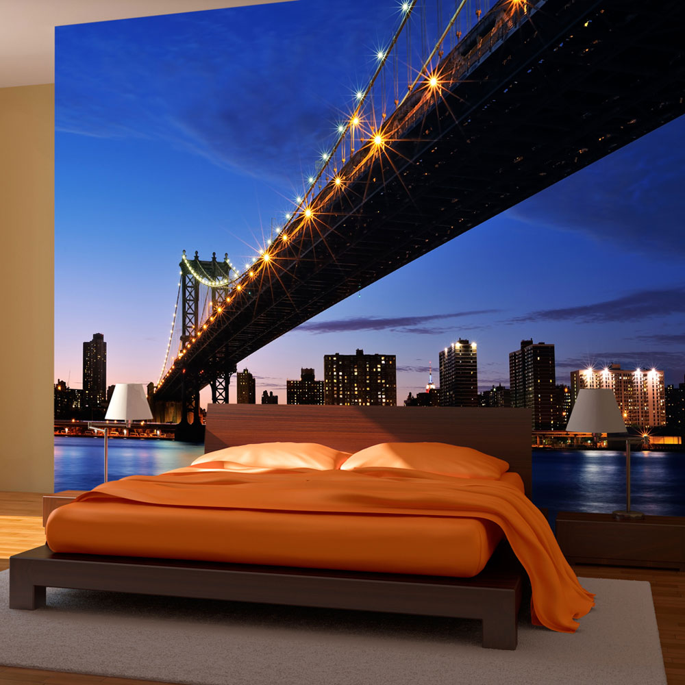 Wallpaper - Manhattan Bridge illuminated at night - 200x154