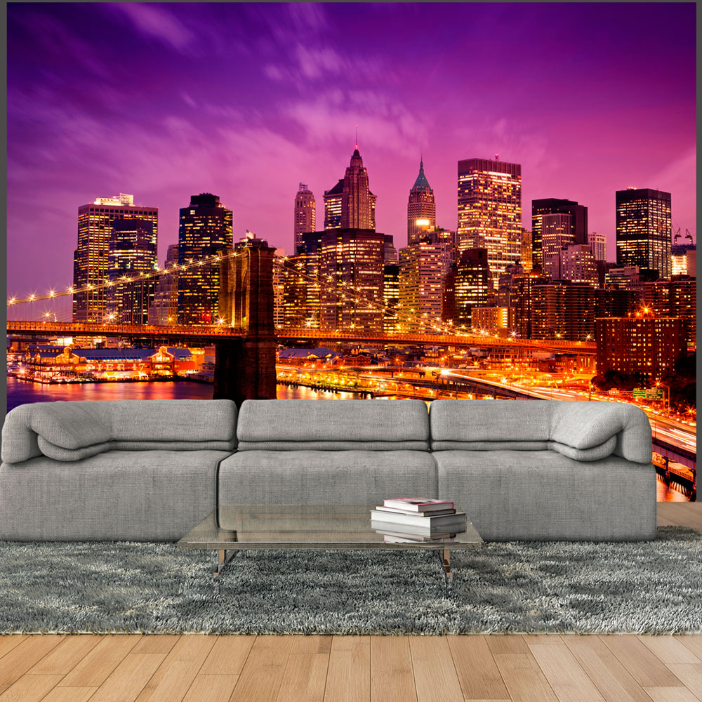 Wallpaper - Manhattan and Brooklyn Bridge by night - 350x270