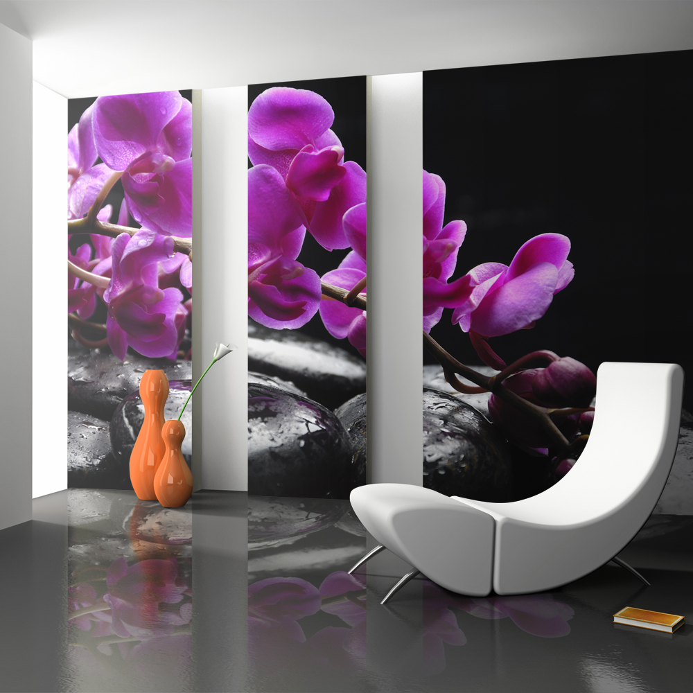 Wallpaper - Relaxing moment: orchid flower and stones - 350x270