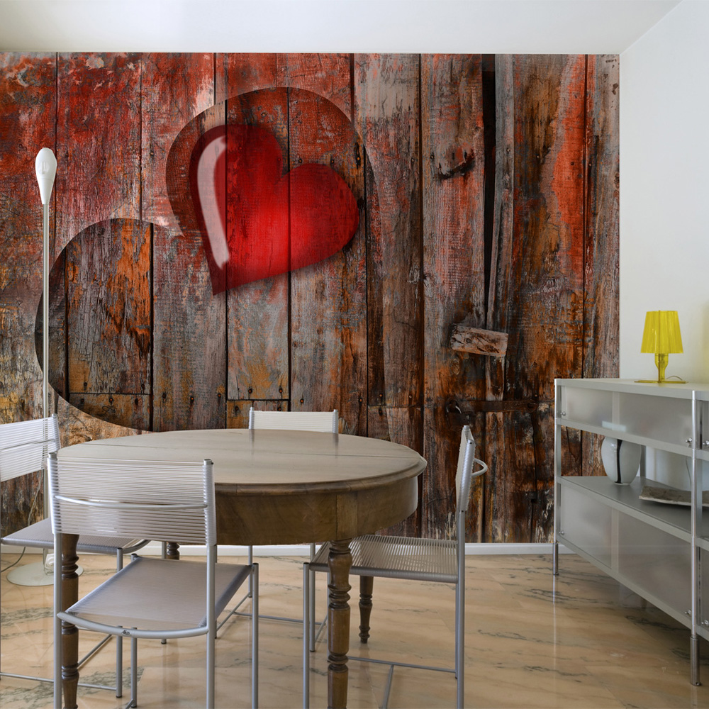 Wallpaper - Heart on wooden background - 350x270