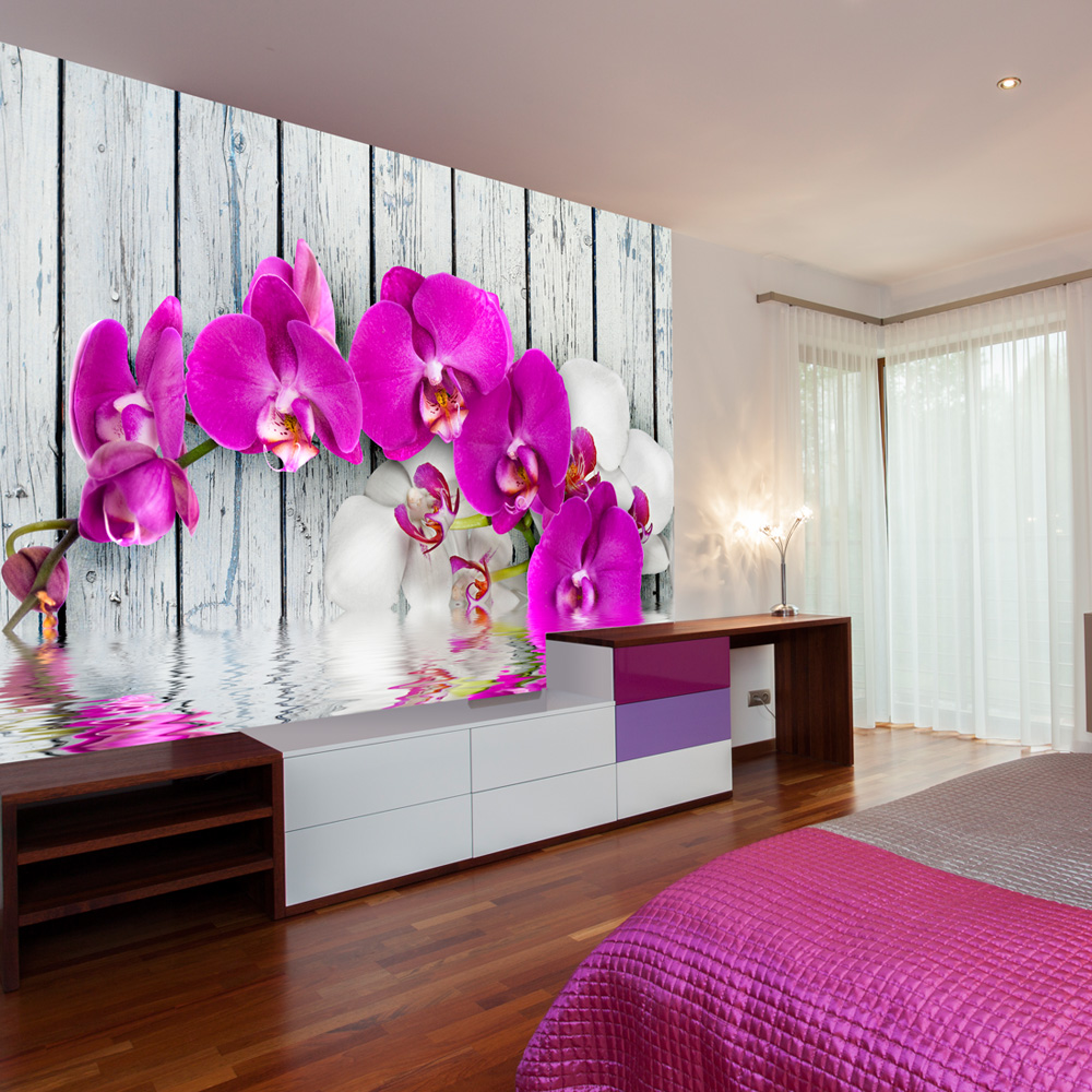 Wallpaper - Violet orchids with water reflexion - 400x309