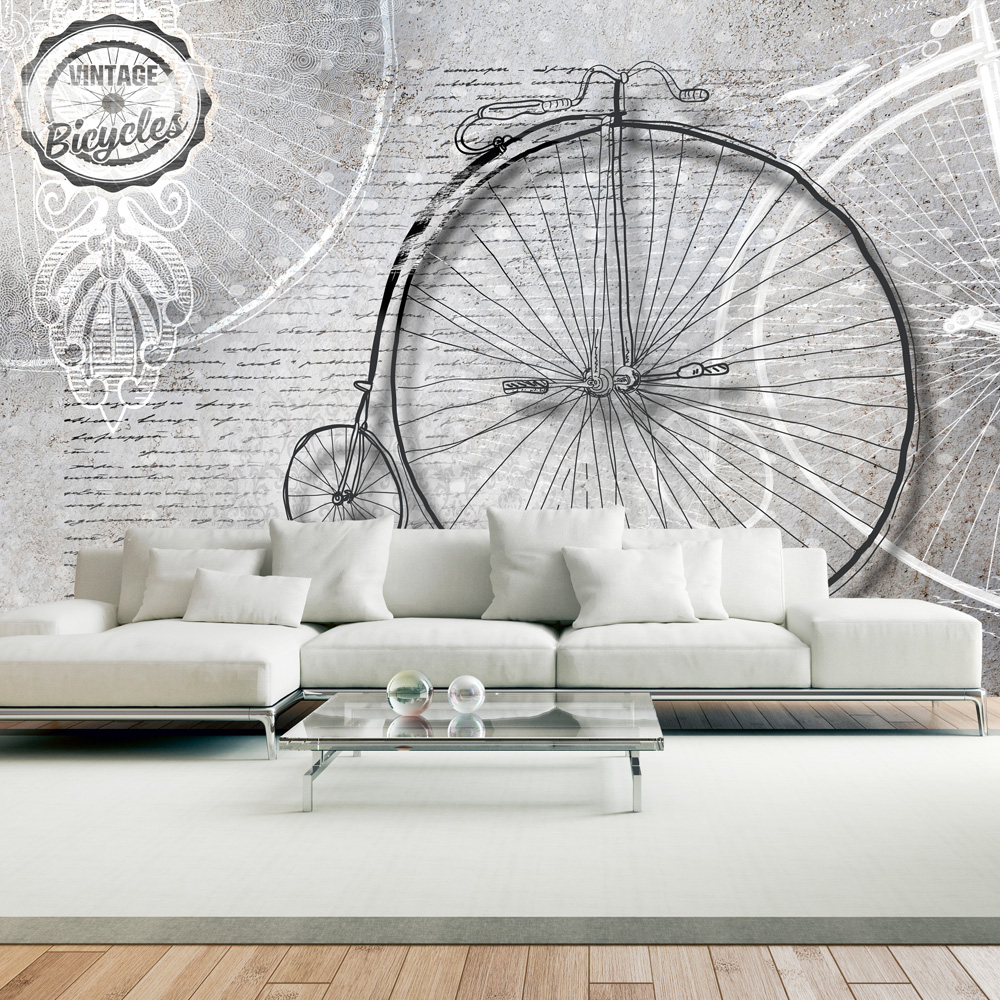Wallpaper - Vintage bicycles - black and white - 200x140