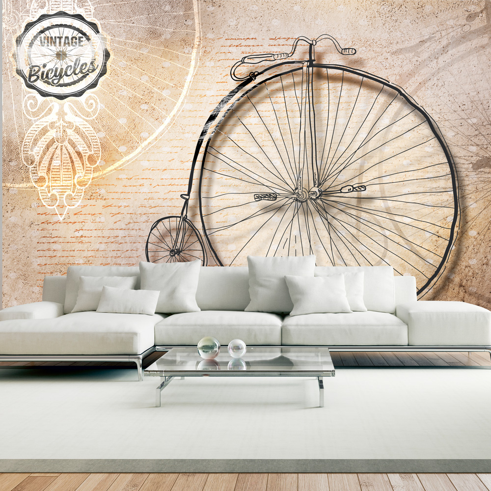 Wallpaper - Vintage bicycles - sepia - 350x245