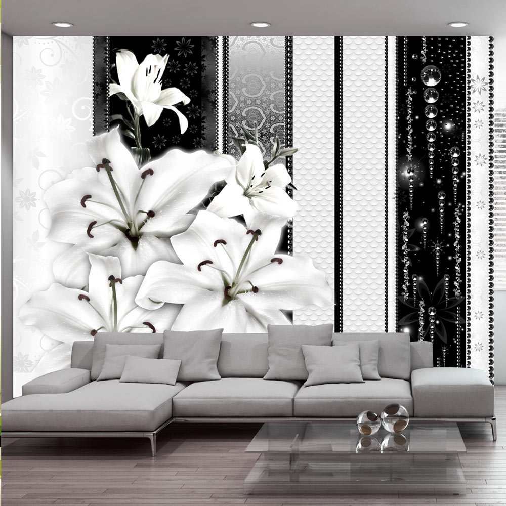 Wallpaper - Crying lilies in white - 100x70
