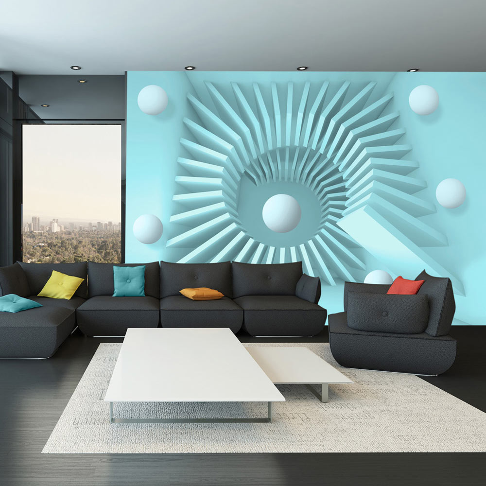 Self-adhesive Wallpaper - Blue maze - 343x245