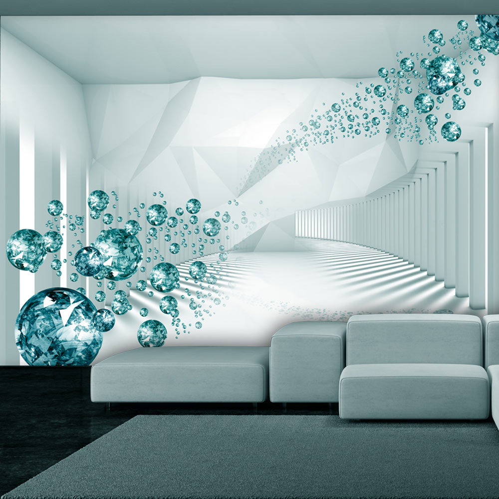 Self-adhesive Wallpaper - Diamond Corridor (Turquoise) - 245x175