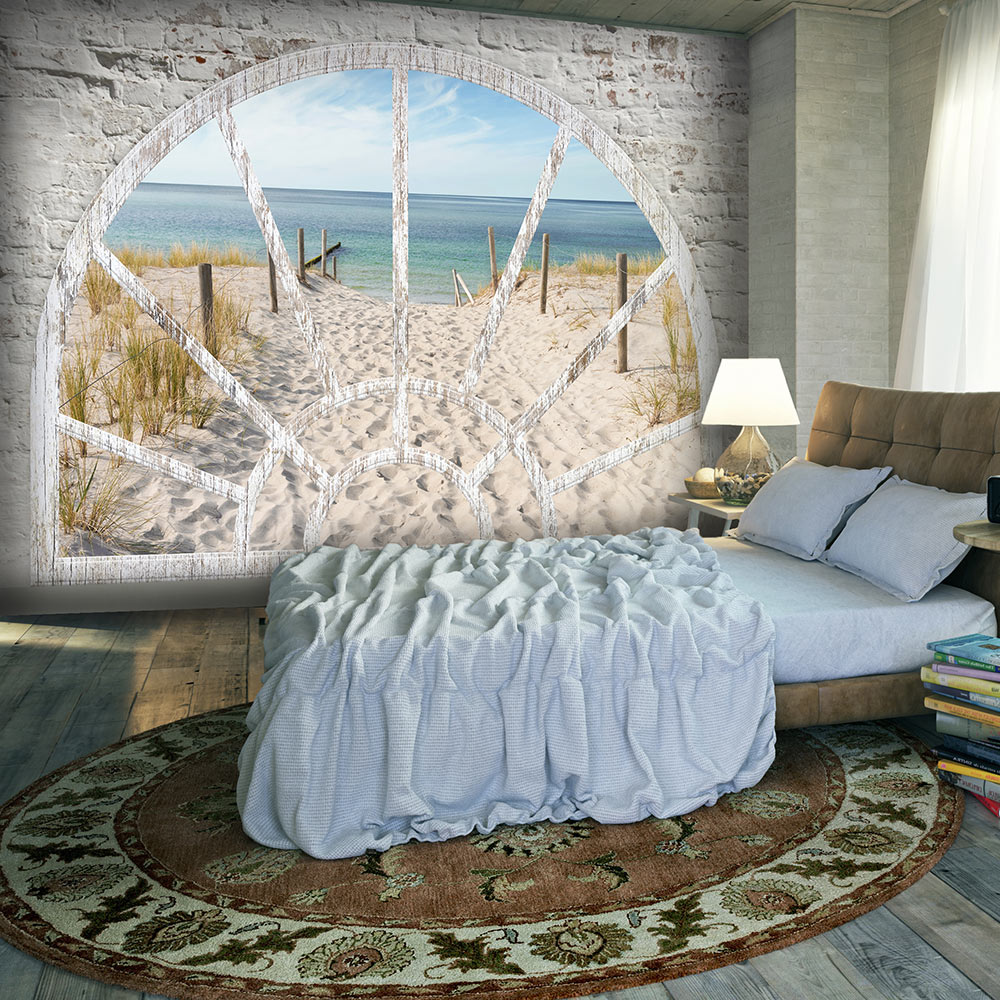 Self-adhesive Wallpaper - Window View - Beach - 147x105