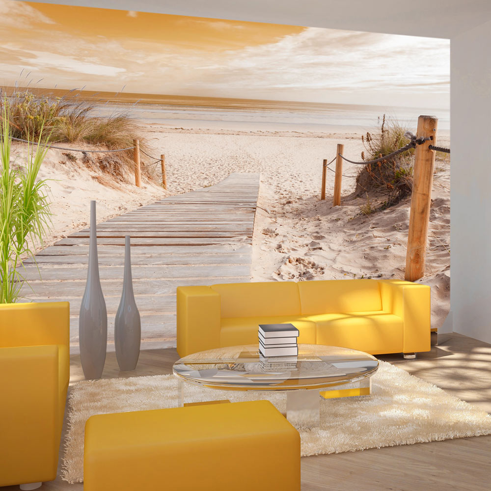 Self-adhesive Wallpaper - On the beach - sepia - 196x140