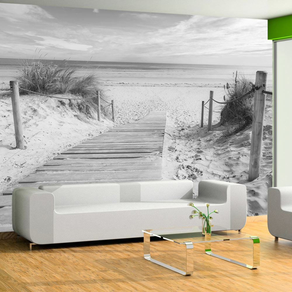Self-adhesive Wallpaper - On the beach - black and white - 196x140