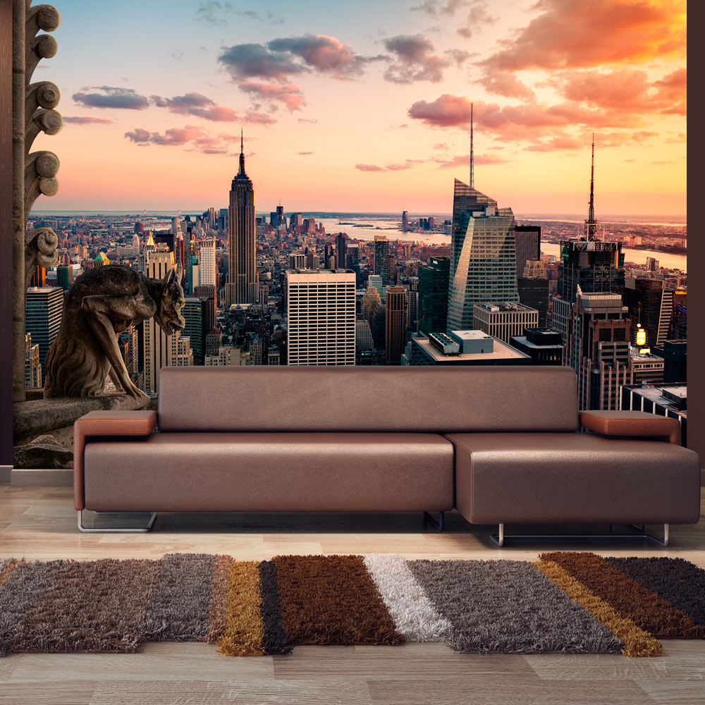 Self-adhesive Wallpaper - New York: The skyscrapers and sunset - 343x245