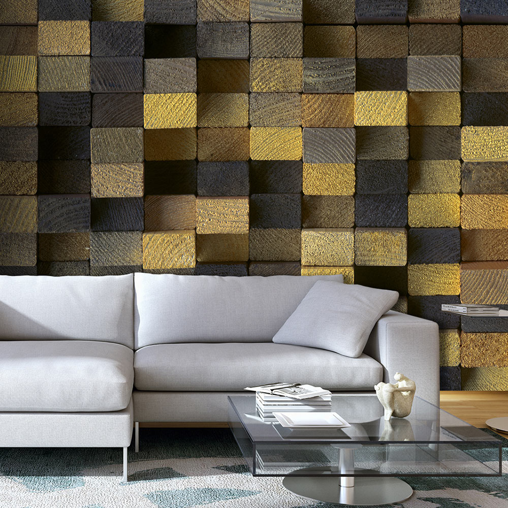 Wallpaper - Wooden cubes - 100x70