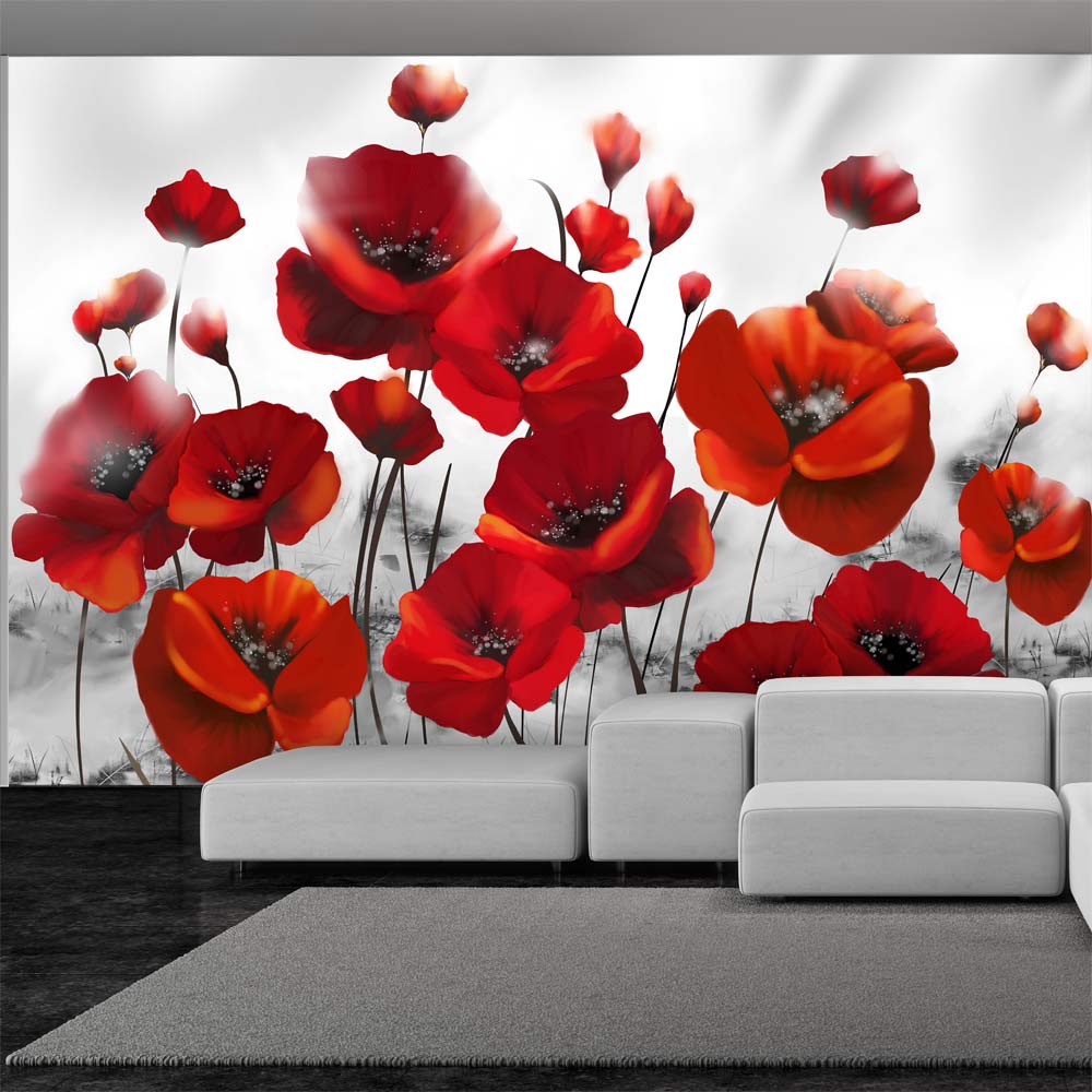 Self-adhesive Wallpaper - Poppies in the Moonlight - 392x280