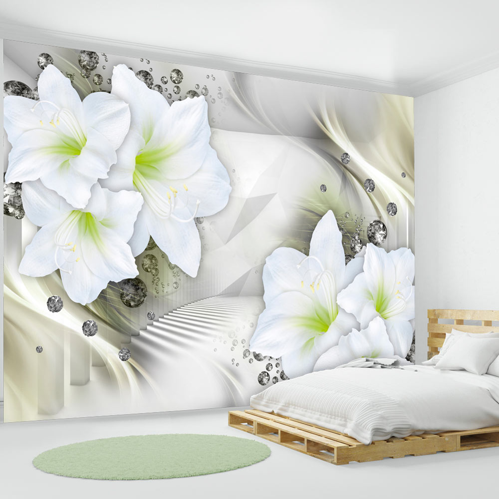 LILY WHITE 3D Photo Wallpaper Wall Mural Non-Woven/Self-Adhesive b-C