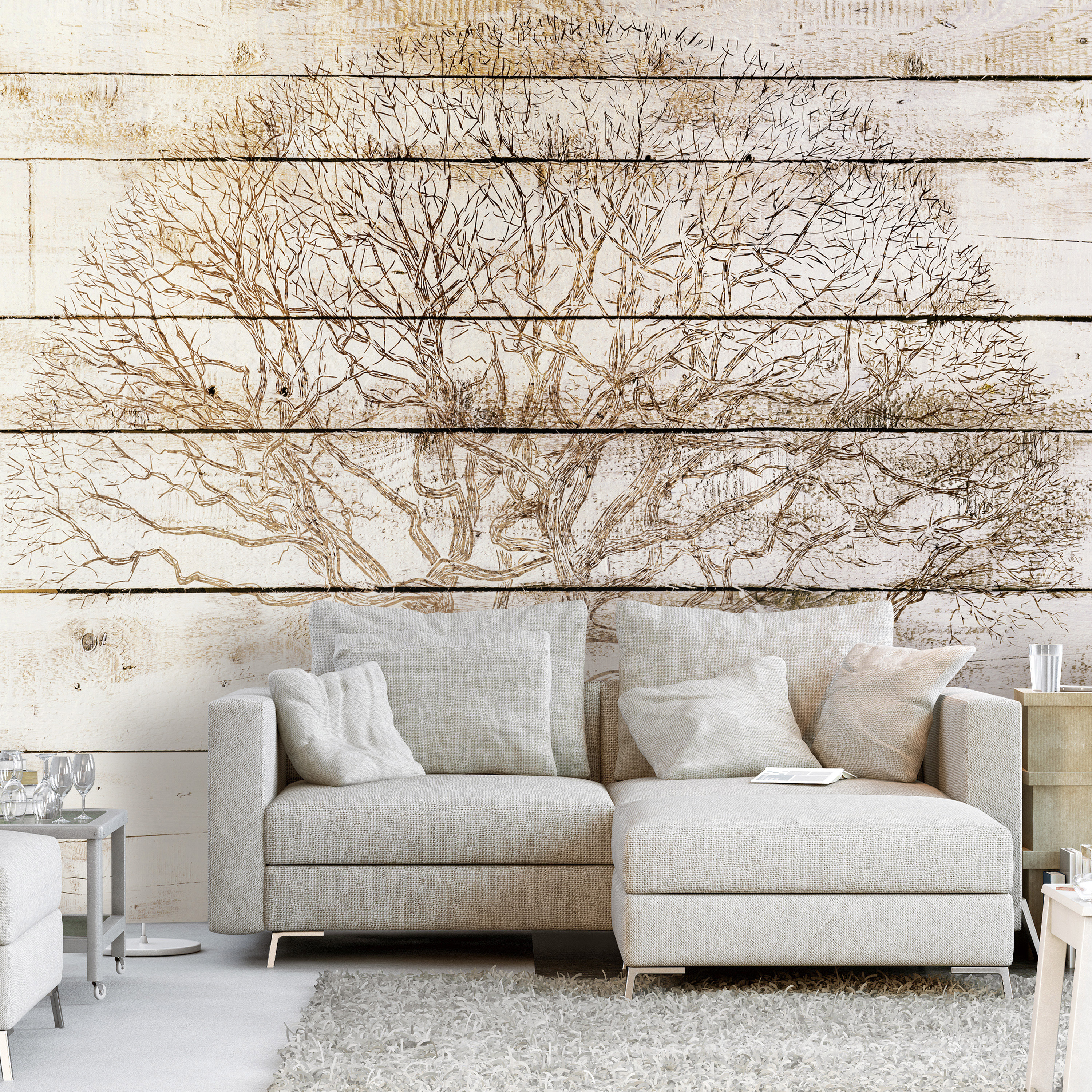 Self-adhesive Wallpaper - Tree on Boards - 245x175