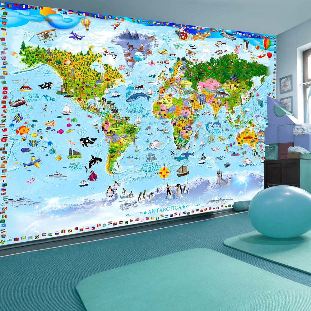 Self-adhesive Wallpaper - World Map for Kids - 441x315