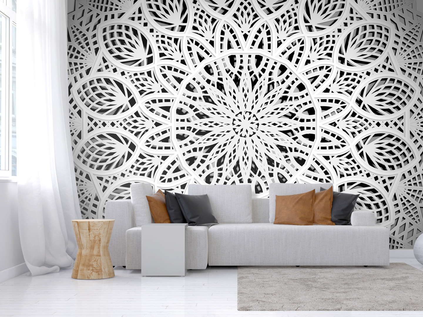 Photo Wallpaper Non-woven fleece //Self-adhesive Mandala White f-A-0581-a-b