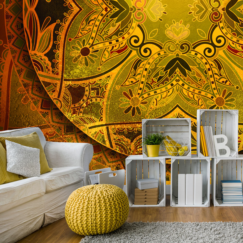 Self-adhesive Wallpaper - Mandala: Golden Poem - 245x175