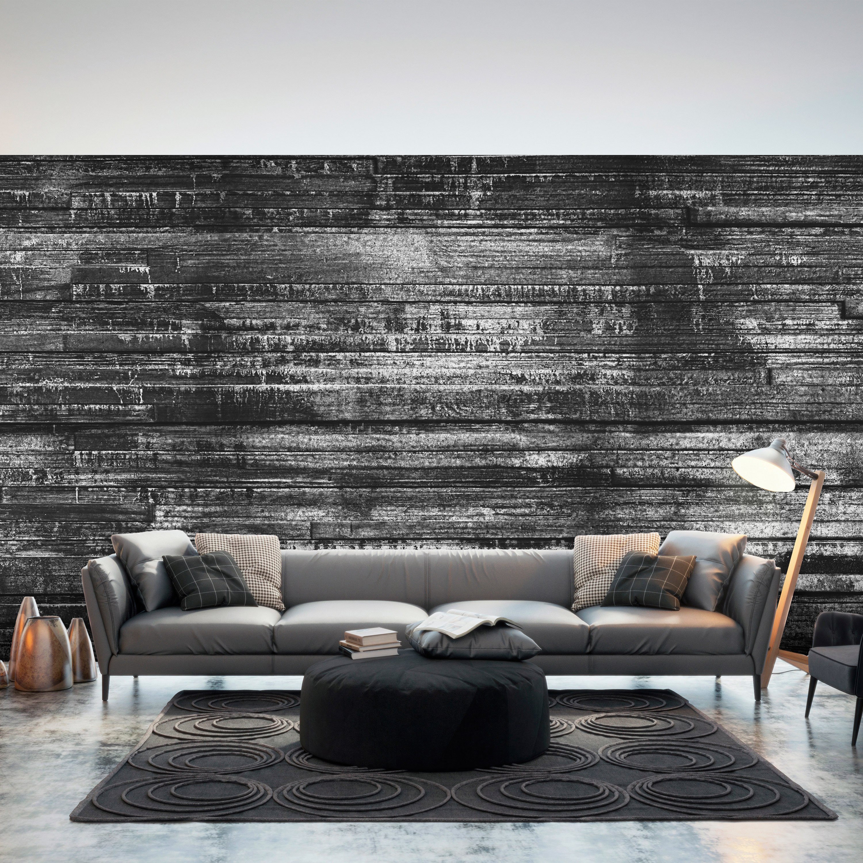 Self-adhesive Wallpaper - Grey Boards - 392x280