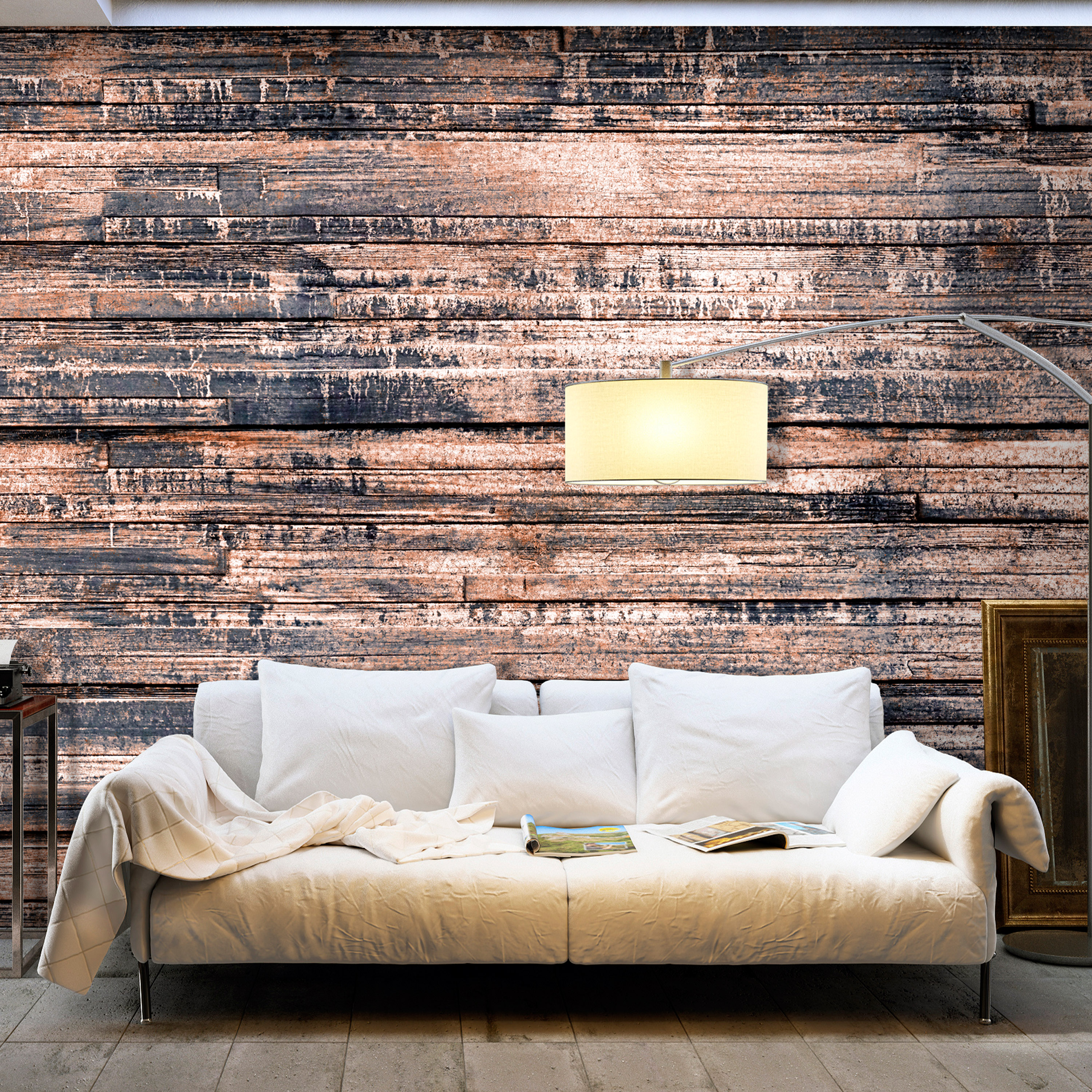 Self-adhesive Wallpaper - Burnt Boards - 343x245