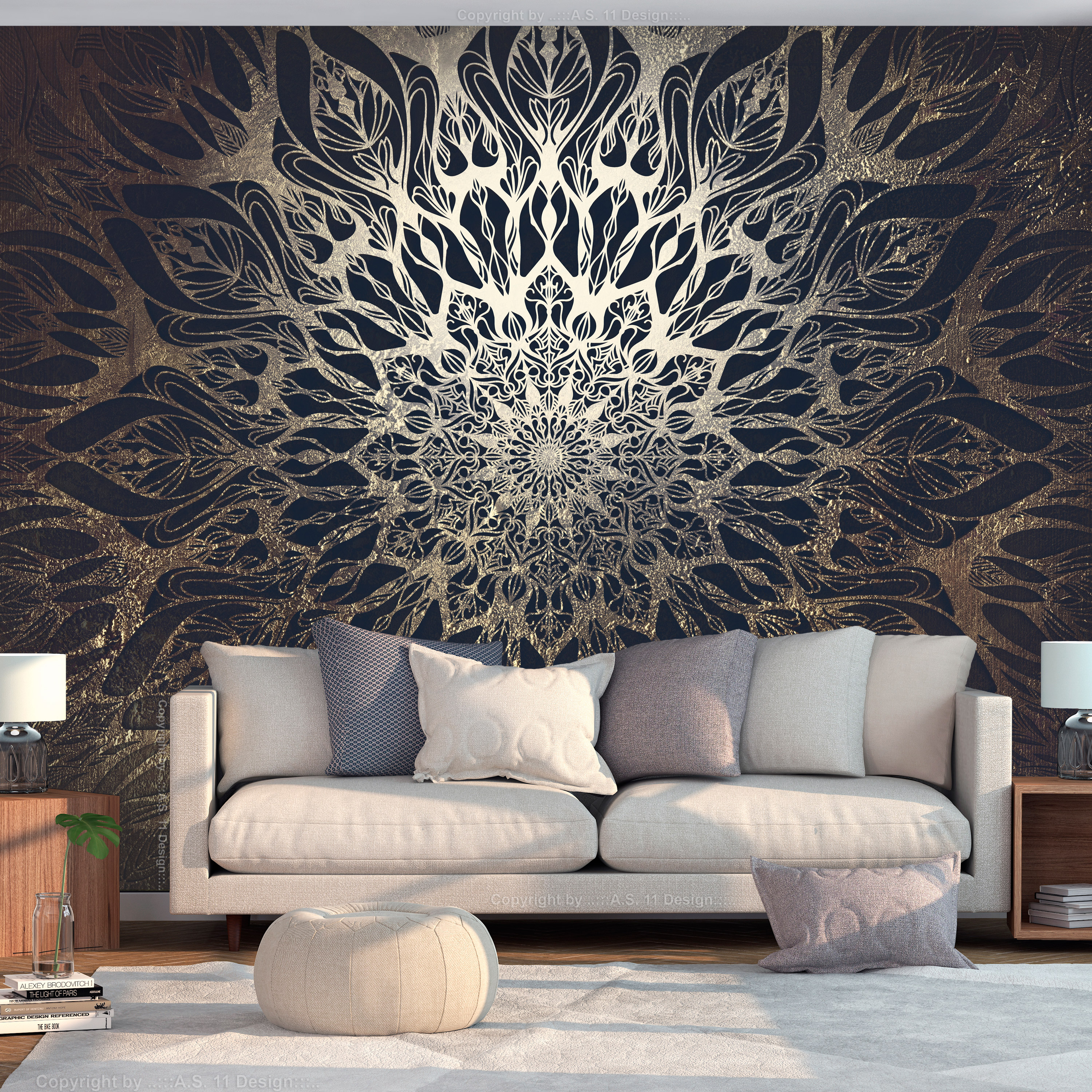 Self-adhesive Wallpaper - Spider Web (Brown) - 98x70