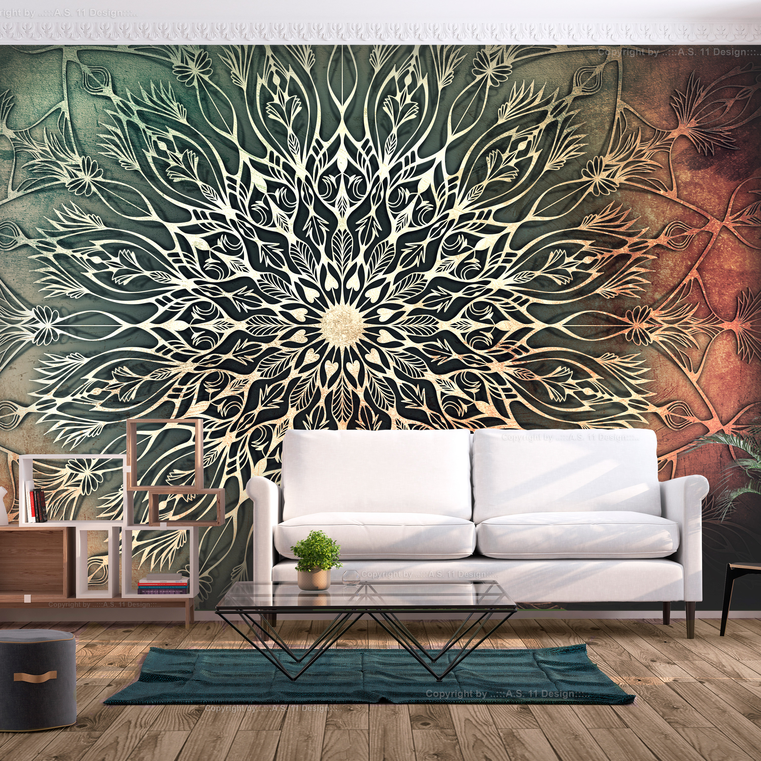 Self-adhesive Wallpaper - Center (Green) - 343x245