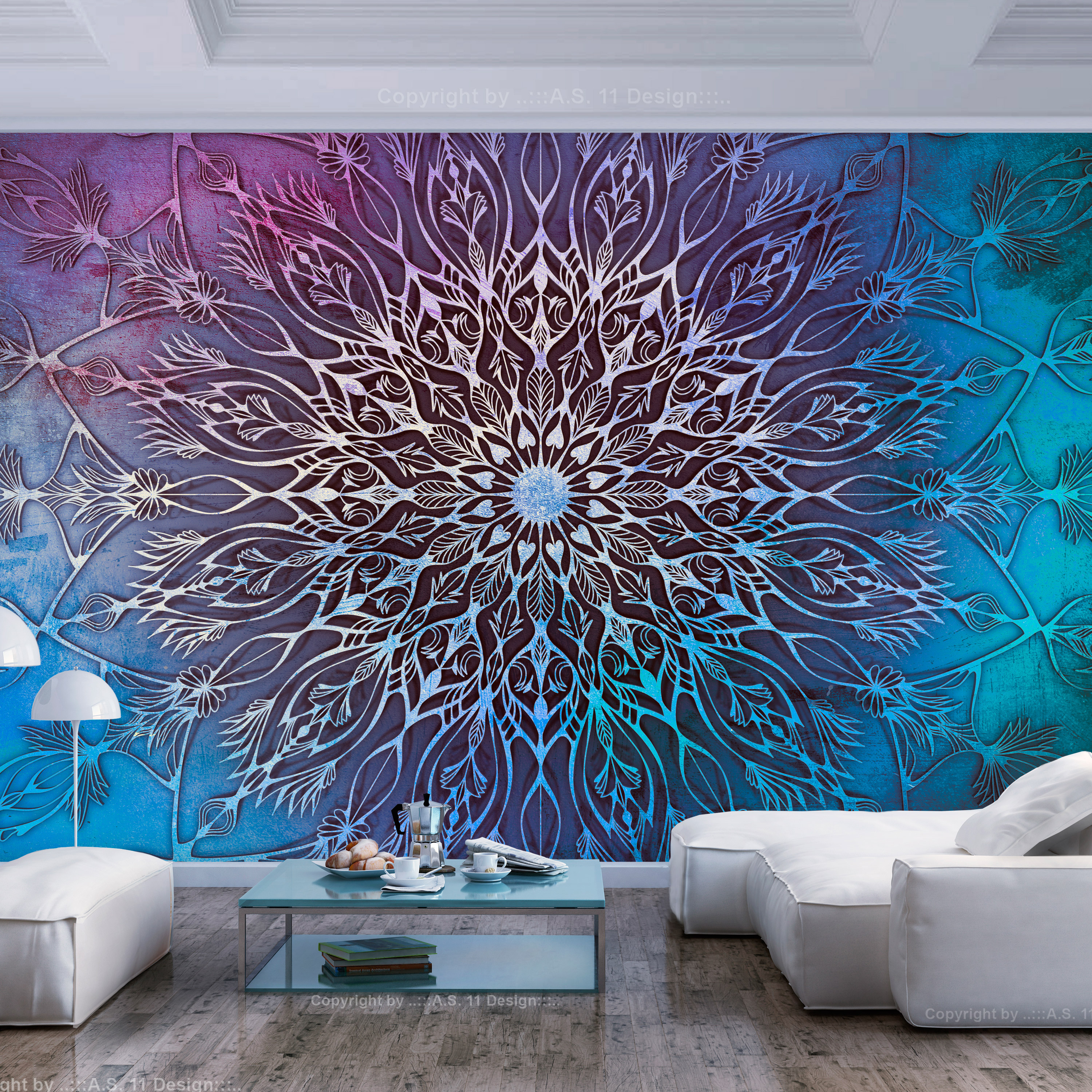 Self-adhesive Wallpaper - Center (Blue) - 98x70