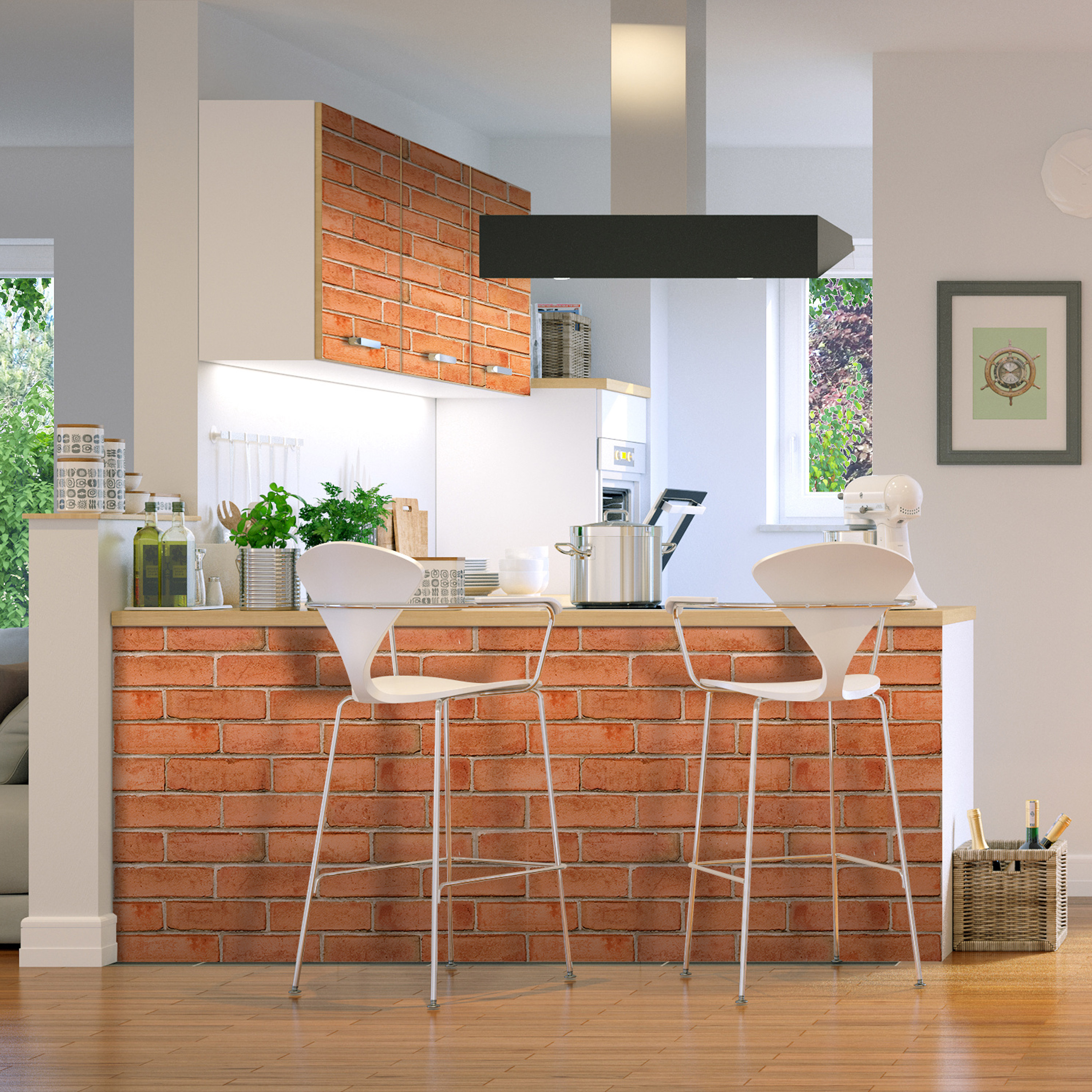 Wallpaper 3D Peel and Stick Self-Adhesive Wall Mural Faux Bricks f-A