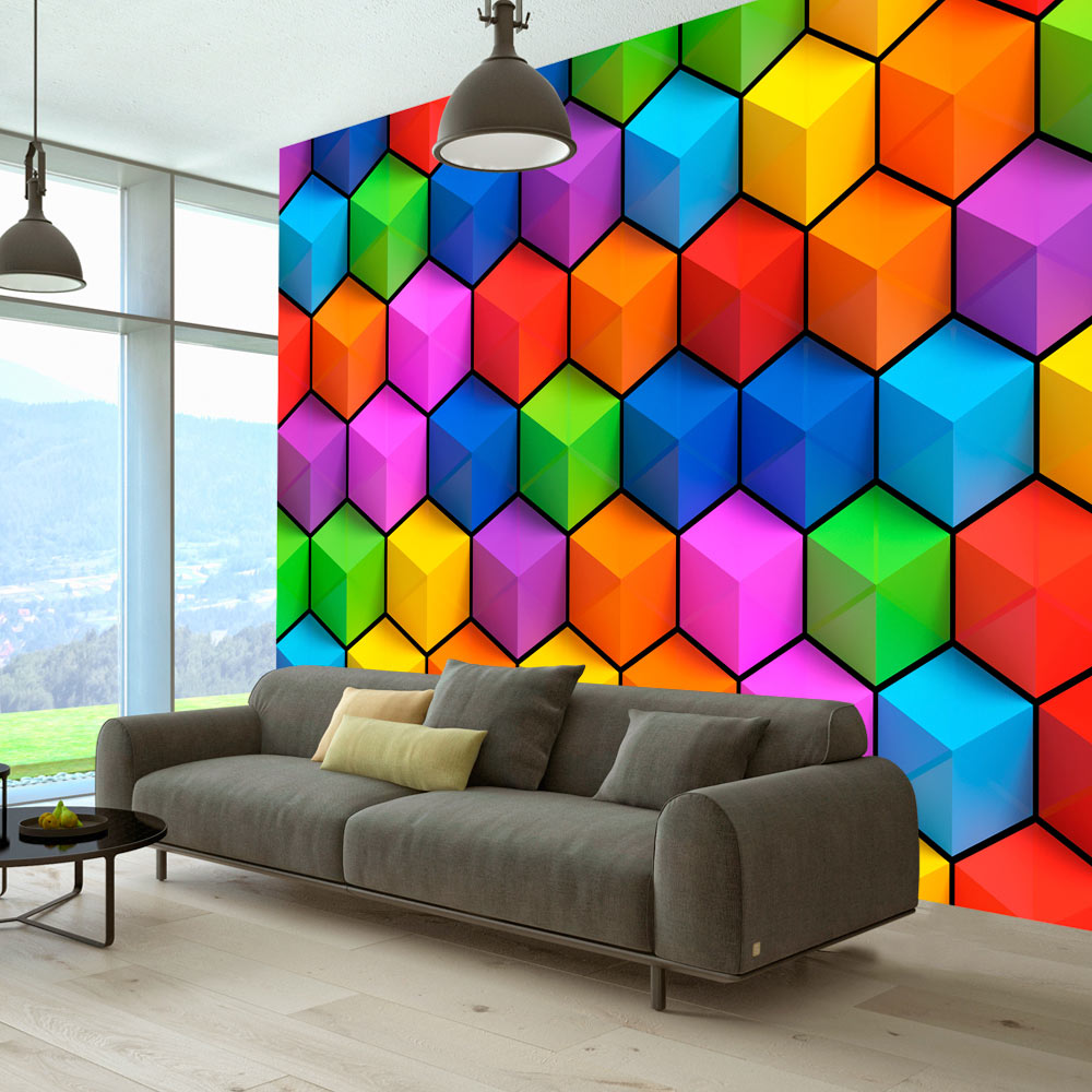 Self-adhesive Wallpaper - Rainbow Geometry - 245x175