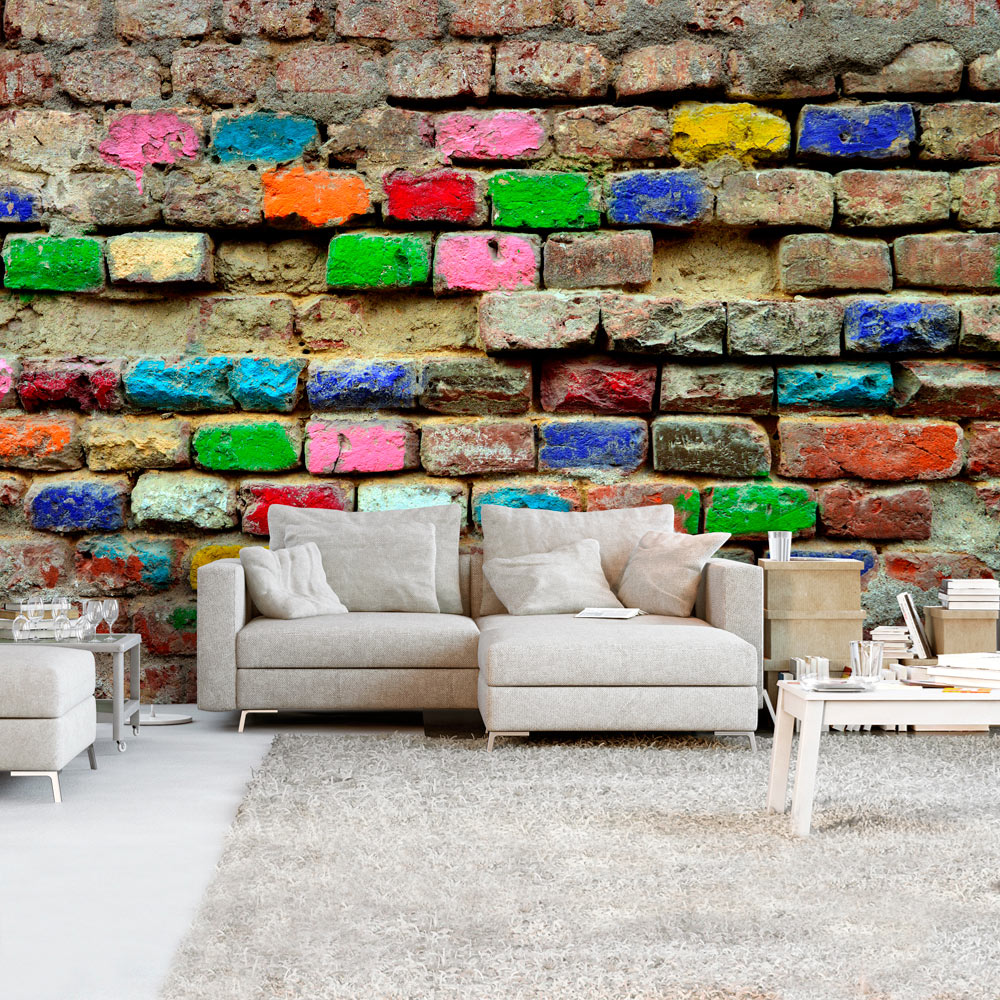 Self-adhesive Wallpaper - Colourful Bricks - 147x105