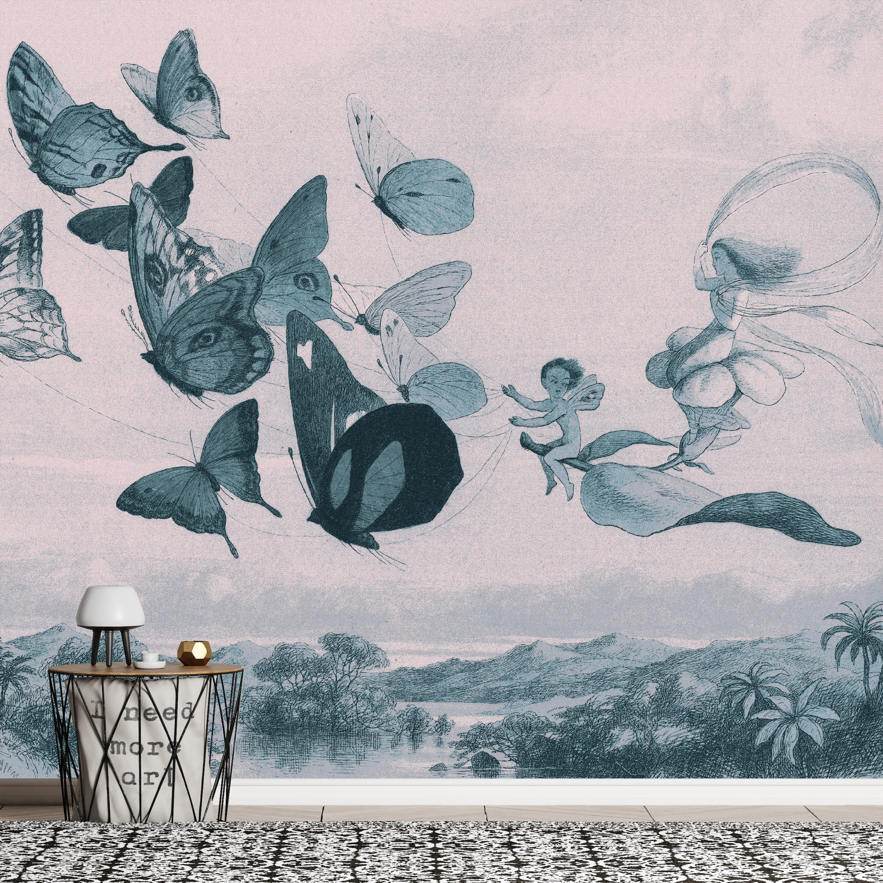 Self-adhesive Wallpaper - Butterflies and Fairy - 294x210