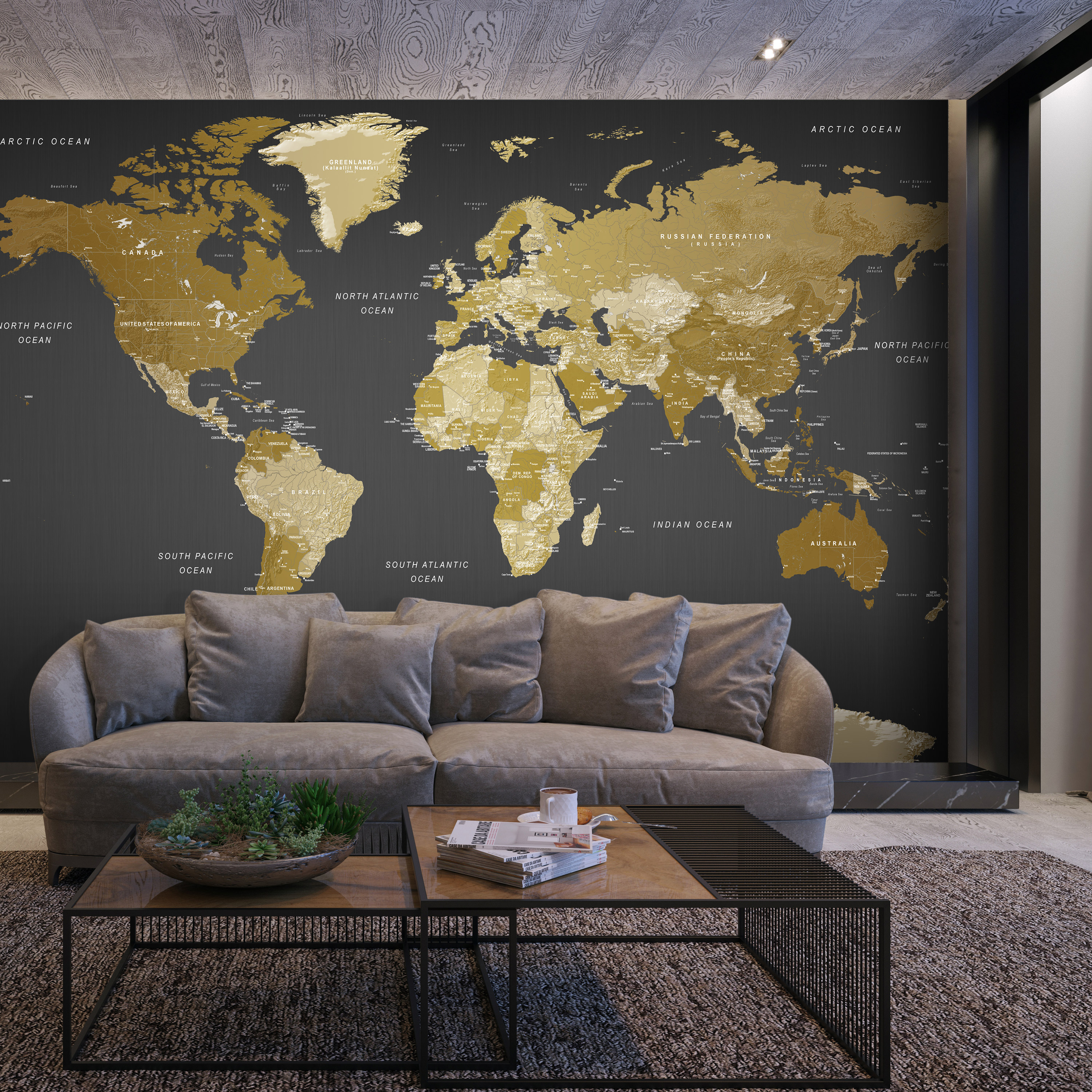 Self-adhesive Wallpaper - World Map: Modern Geography - 196x140