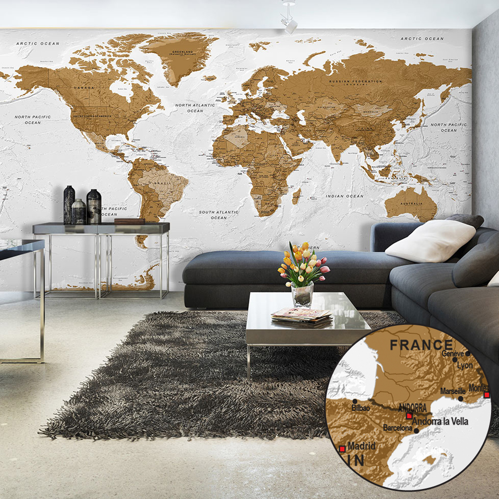 XXL wallpaper - World Map: White Oceans II - 500x280