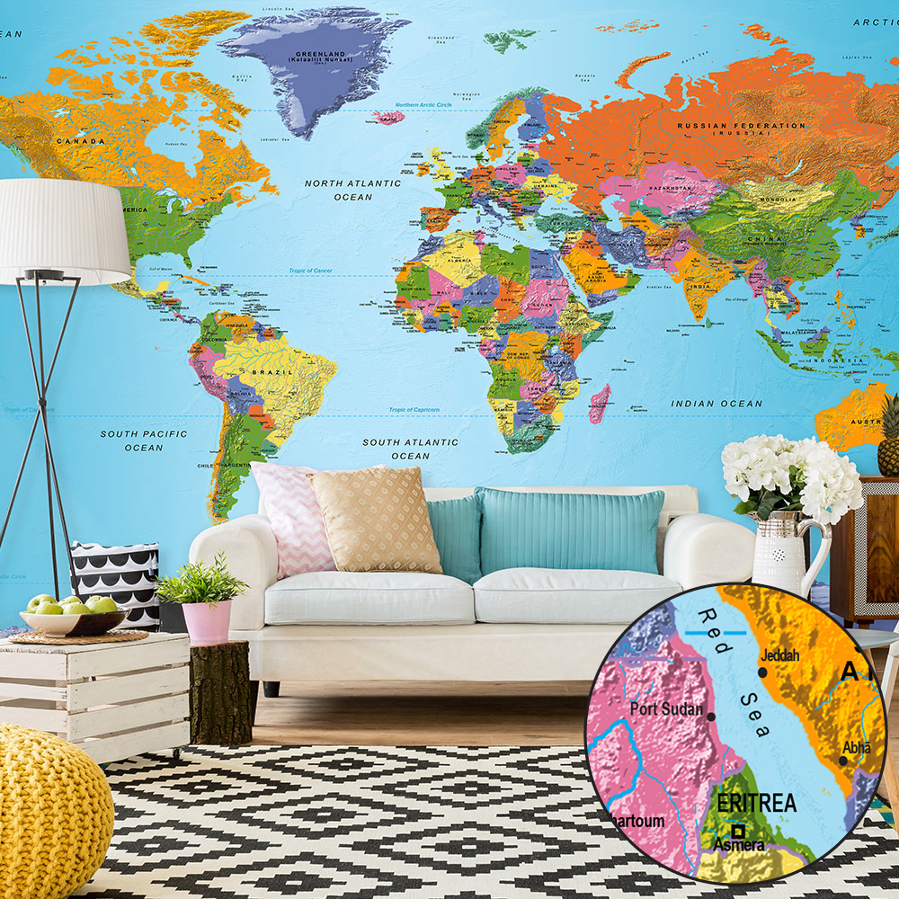 XXL wallpaper - World Map: Colourful Geography II - 500x280