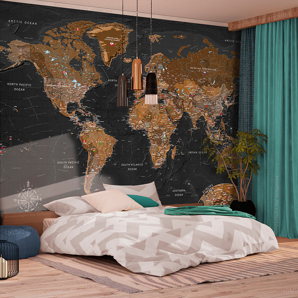 Self-adhesive Wallpaper - World: Stylish Map - 392x280