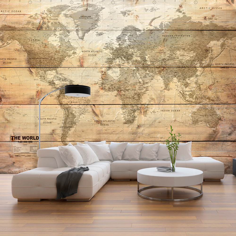 Self-adhesive Wallpaper - Map on Boards - 441x315
