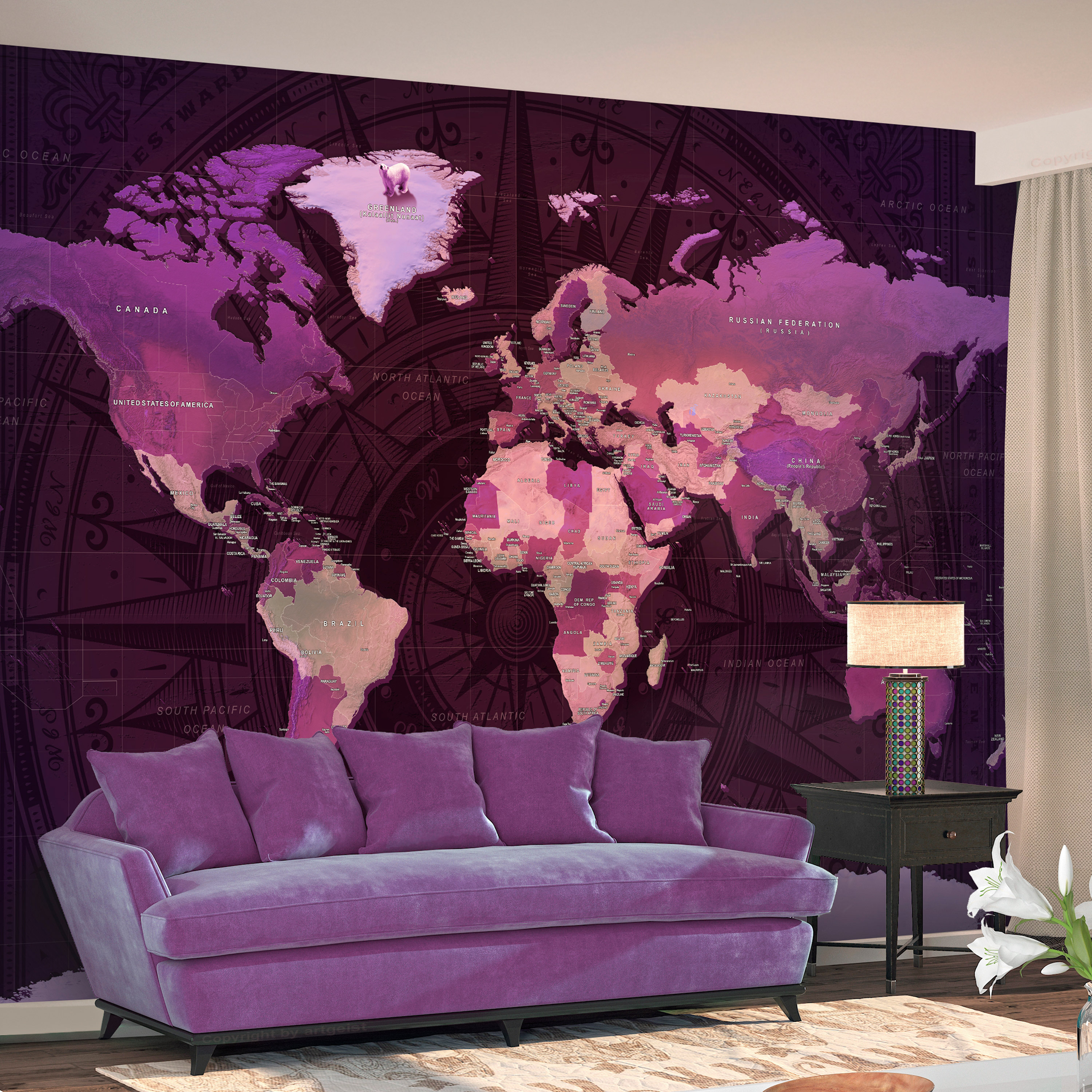 Wallpaper - Purple World Map - 400x280