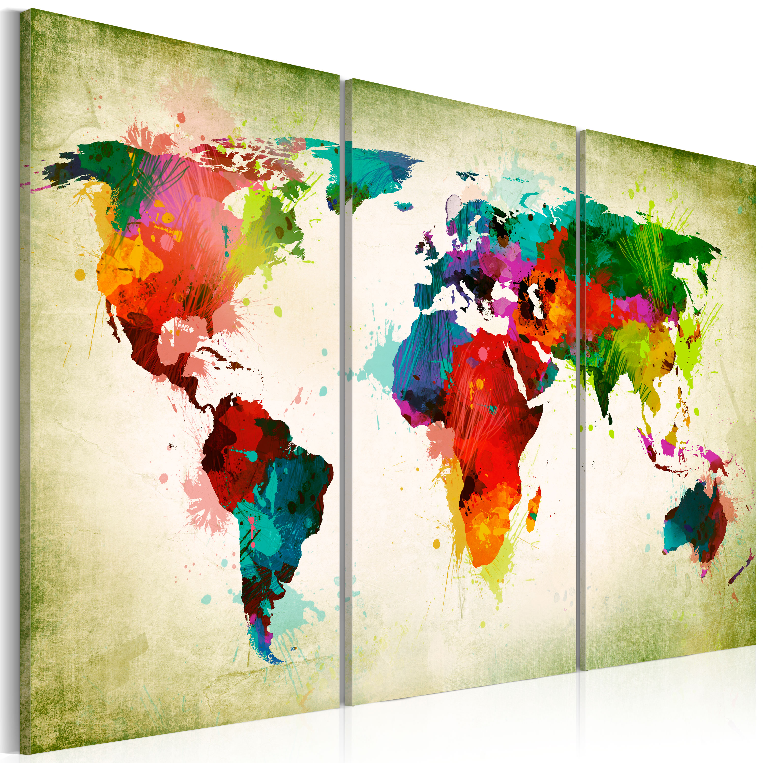 Tableau Liège Carte Du Monde Sur Toile Intissée - Déco Murale Moderne (réf. K-A-0204-p-e)