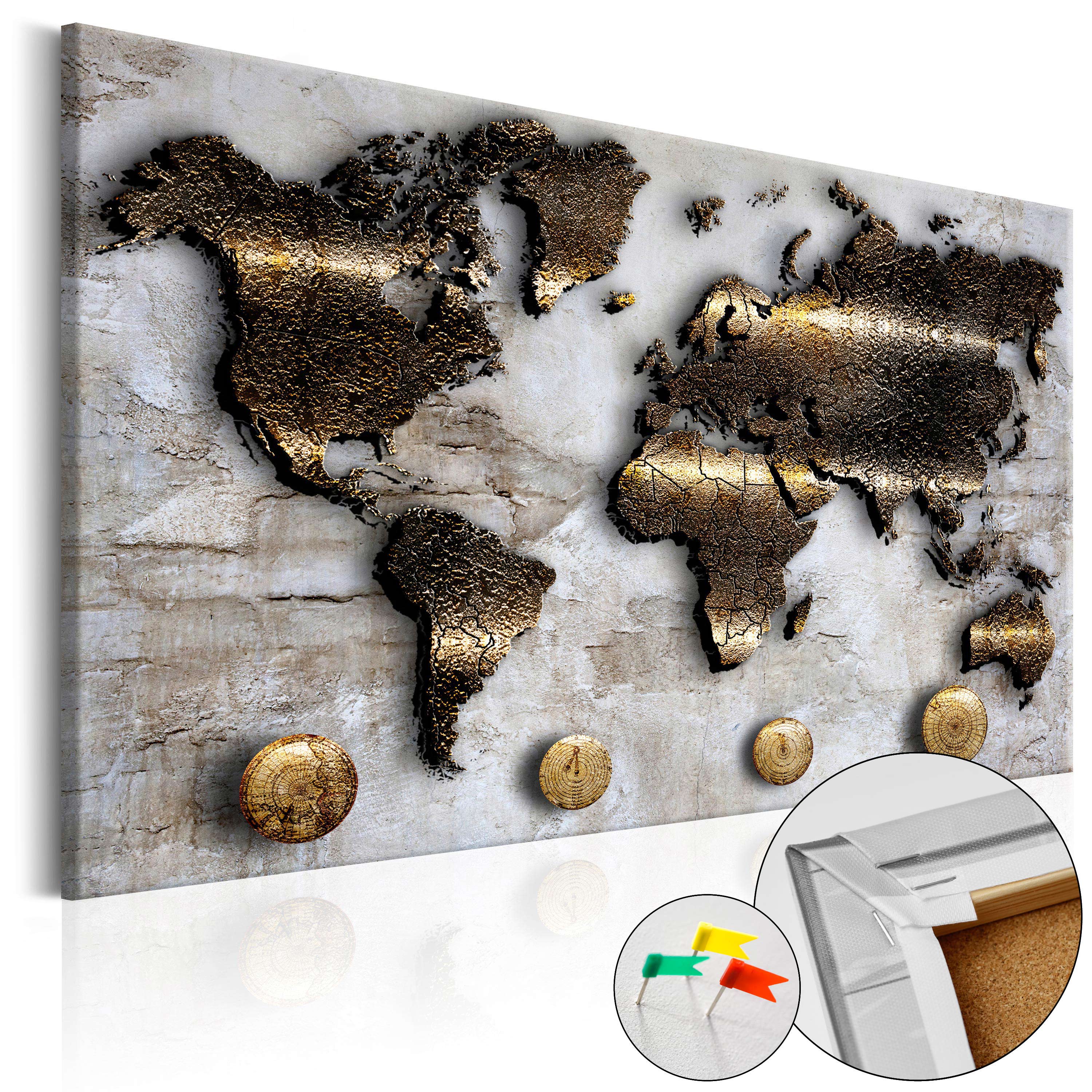 Decorative Pinboard - Golden Journey [Cork Map] - 90x60