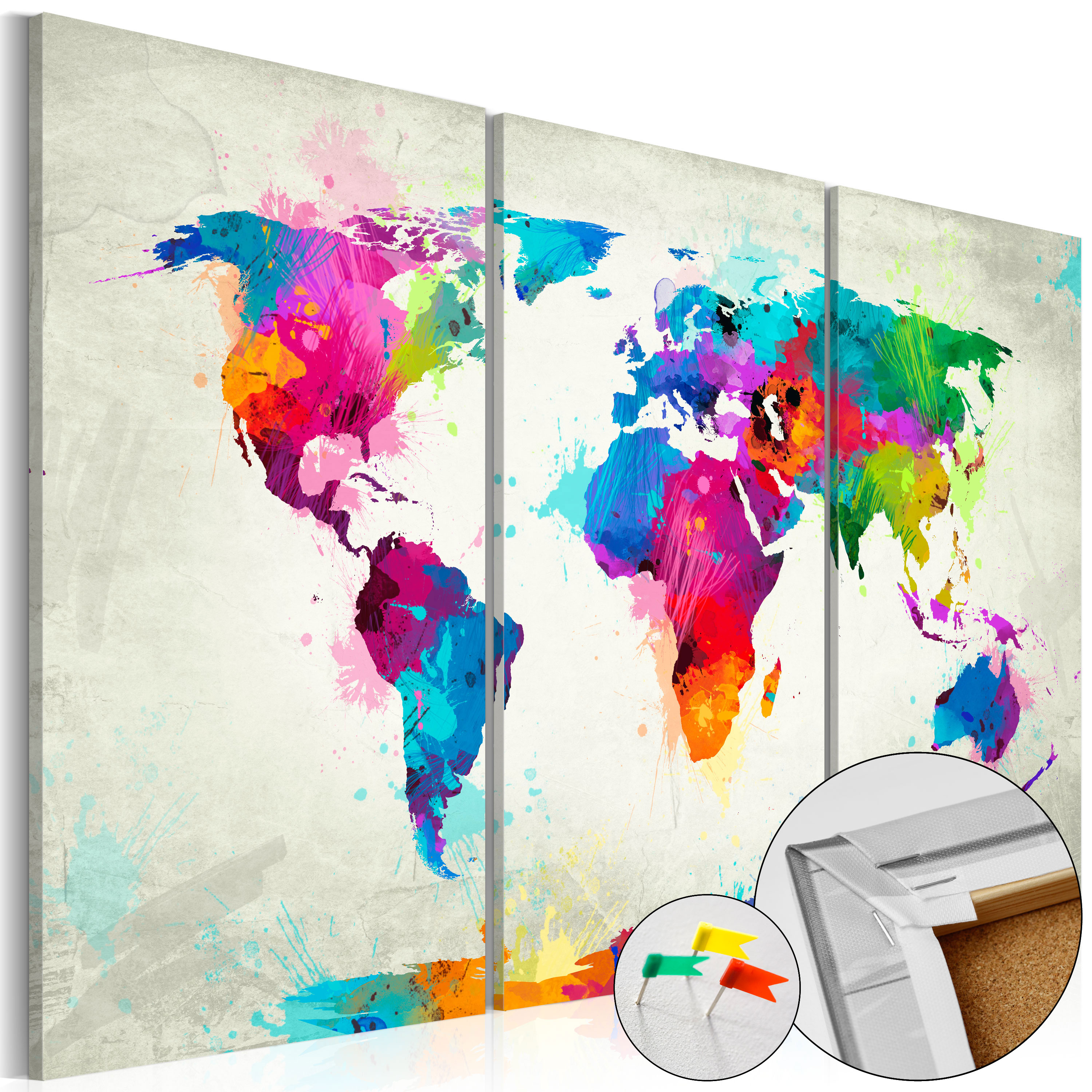 Decorative Pinboard - Colourful Expression [Cork Map] - 90x60