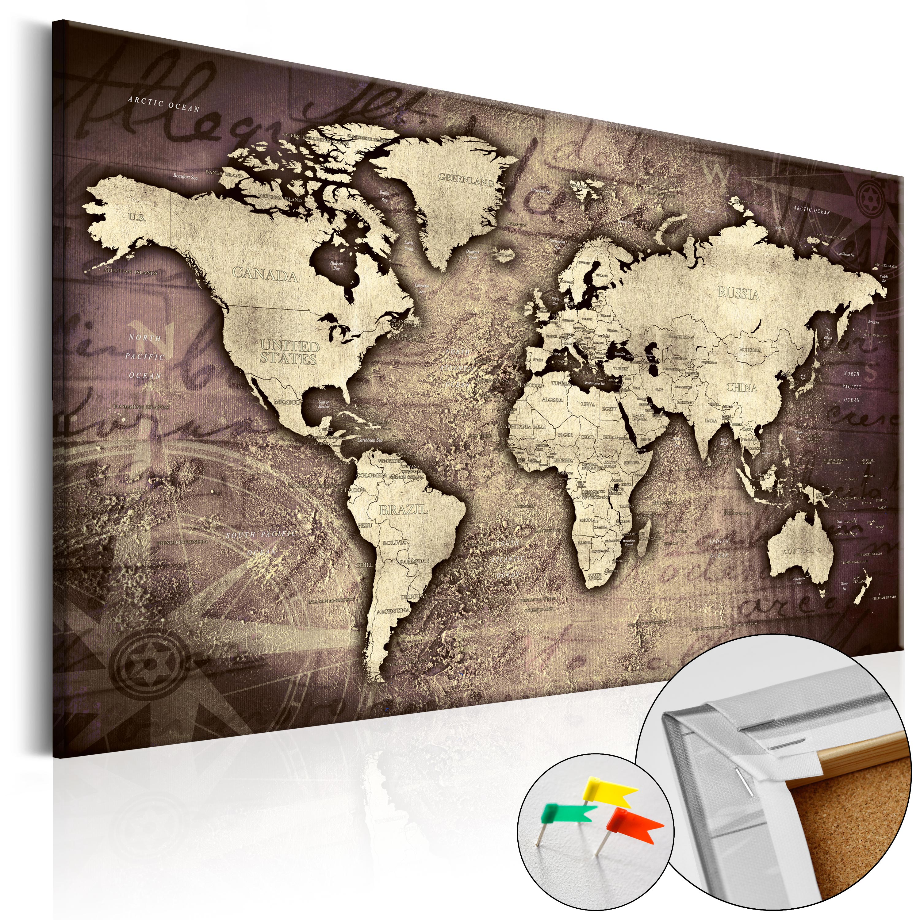 Decorative Pinboard - Precious World [Cork Map] - 120x80