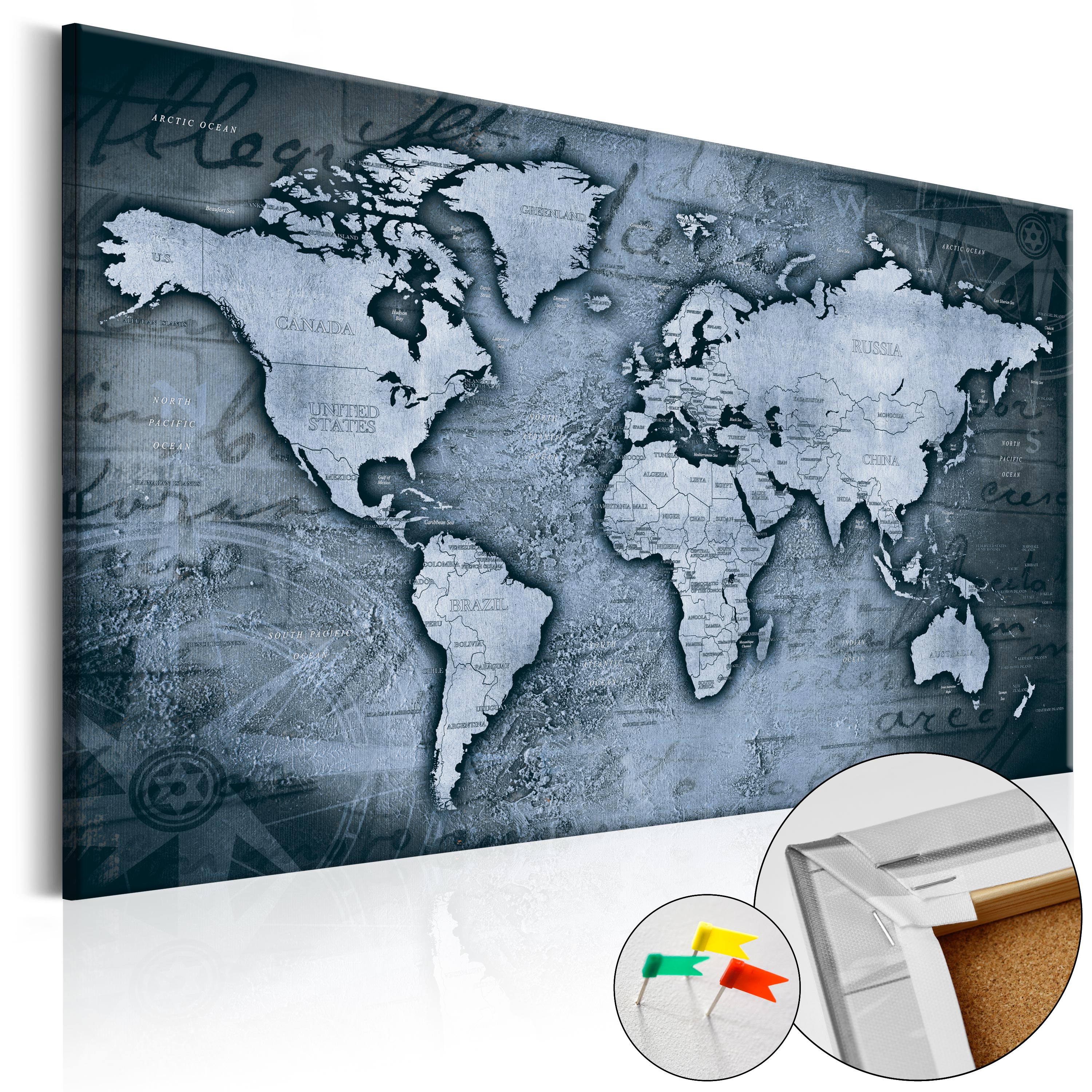 Decorative Pinboard - Sapphire World [Cork Map] - 120x80