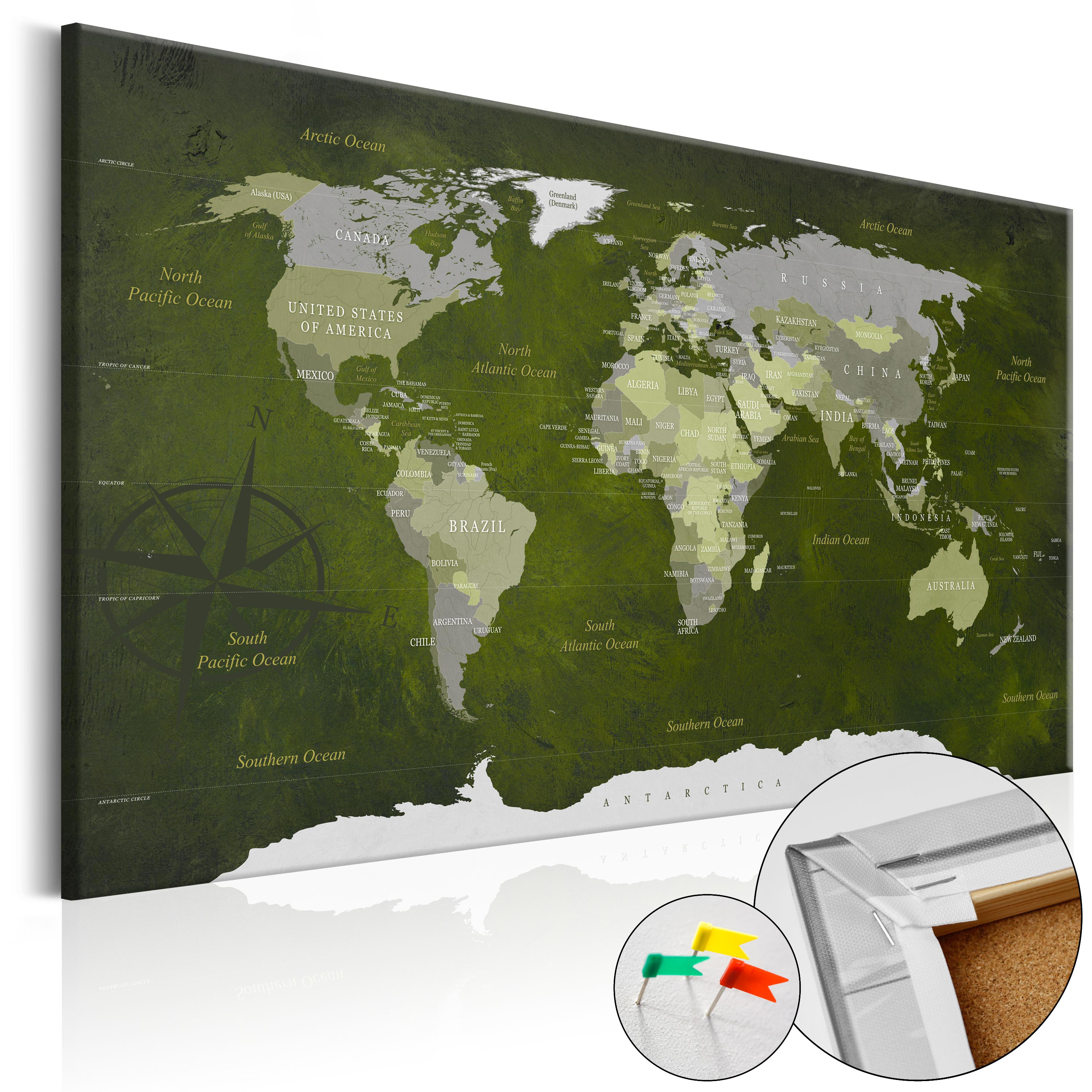Decorative Pinboard - Malachite World [Cork Map] - 90x60