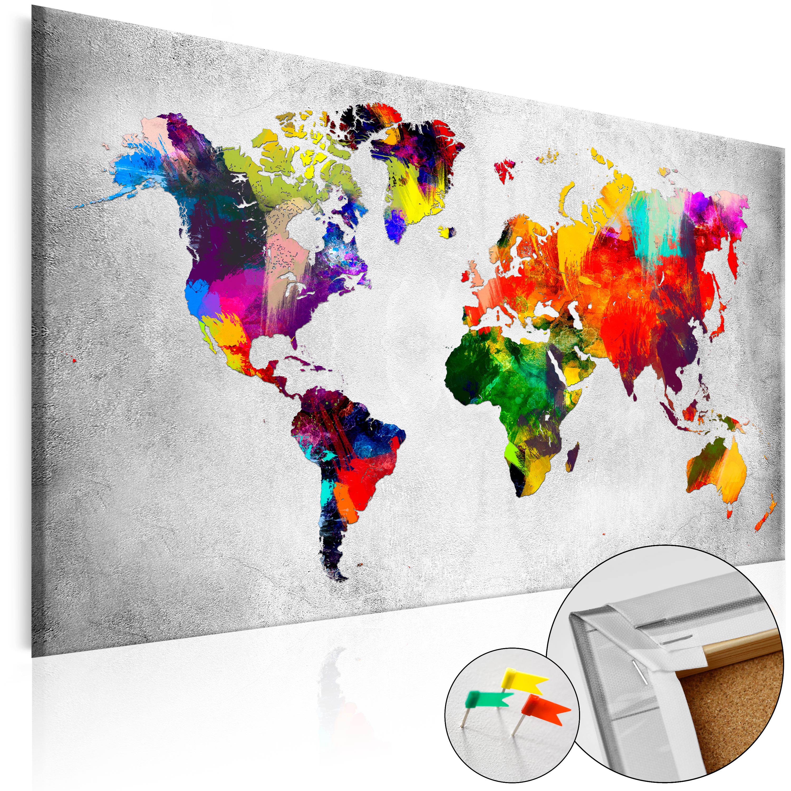 World Map Pinboard Cork Board Canvas Print Wall Art Picture Home kA