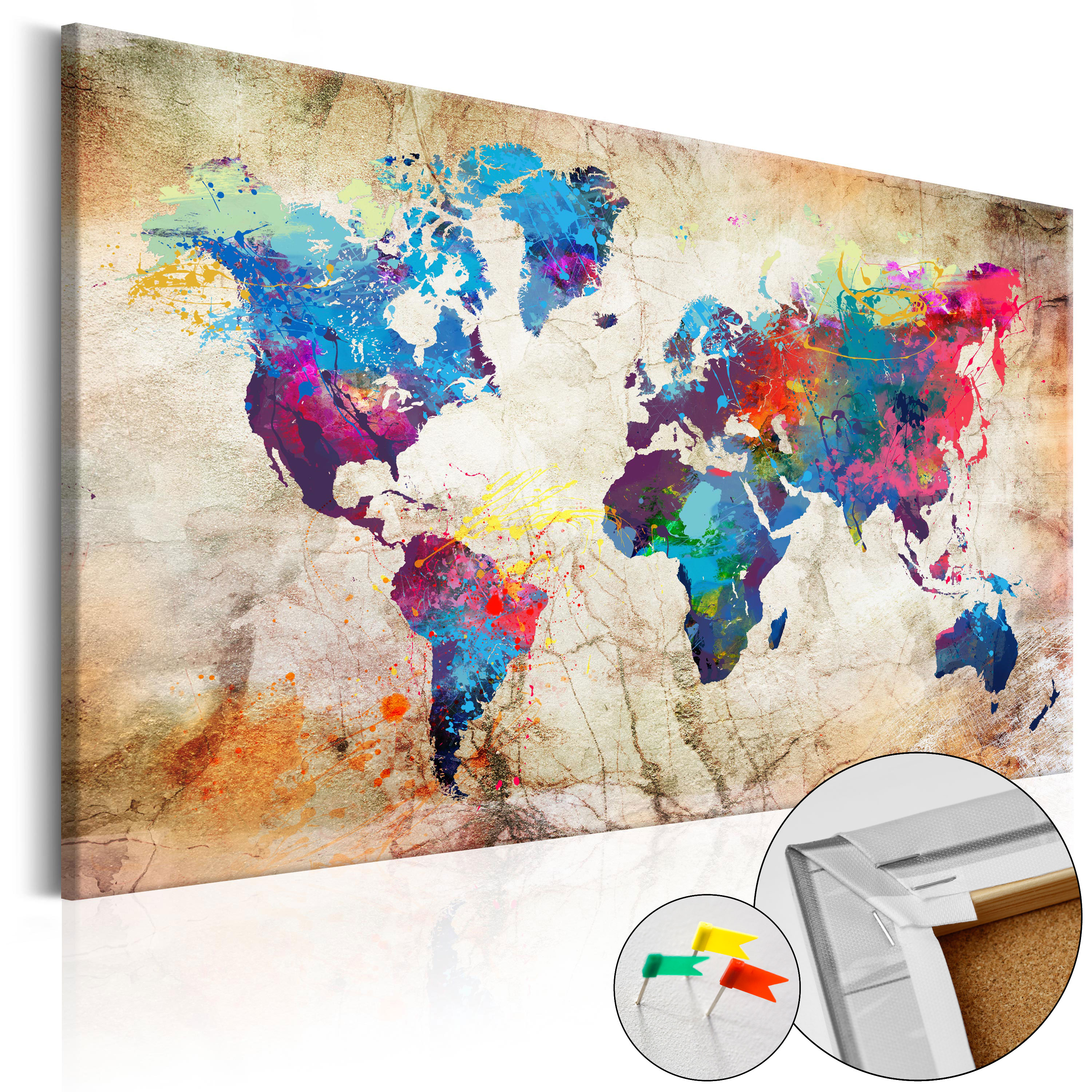 Decorative Pinboard - World Map: Urban Style  [Cork Map] - 120x80