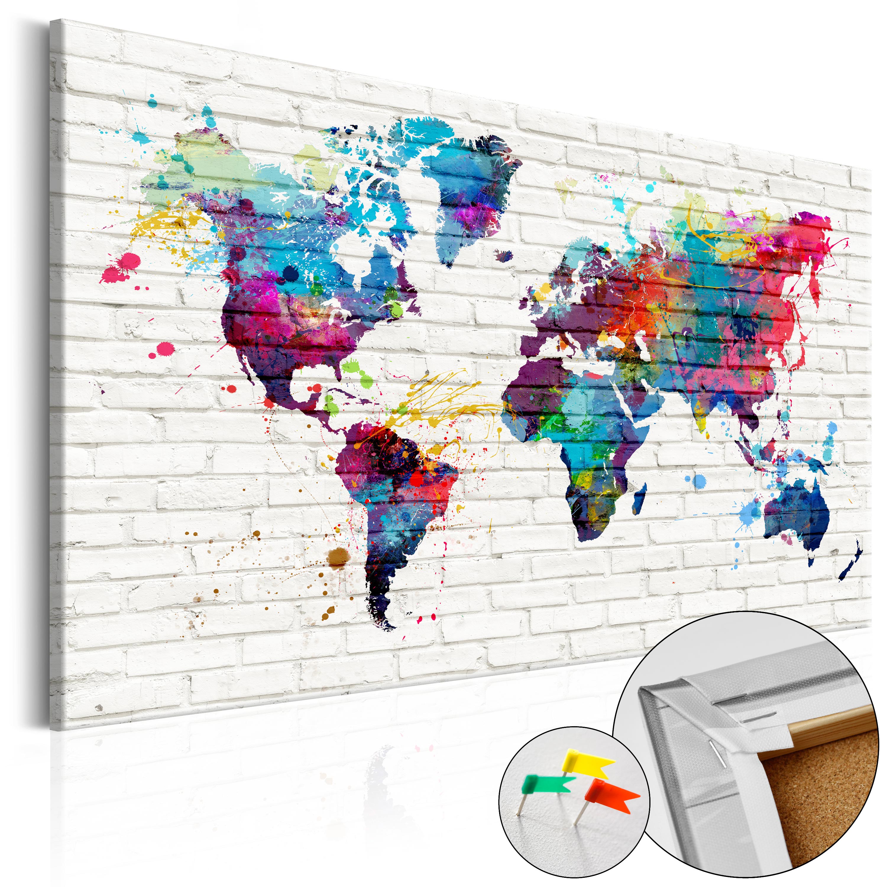 Decorative Pinboard - Walls of the World  [Cork Map] - 120x80