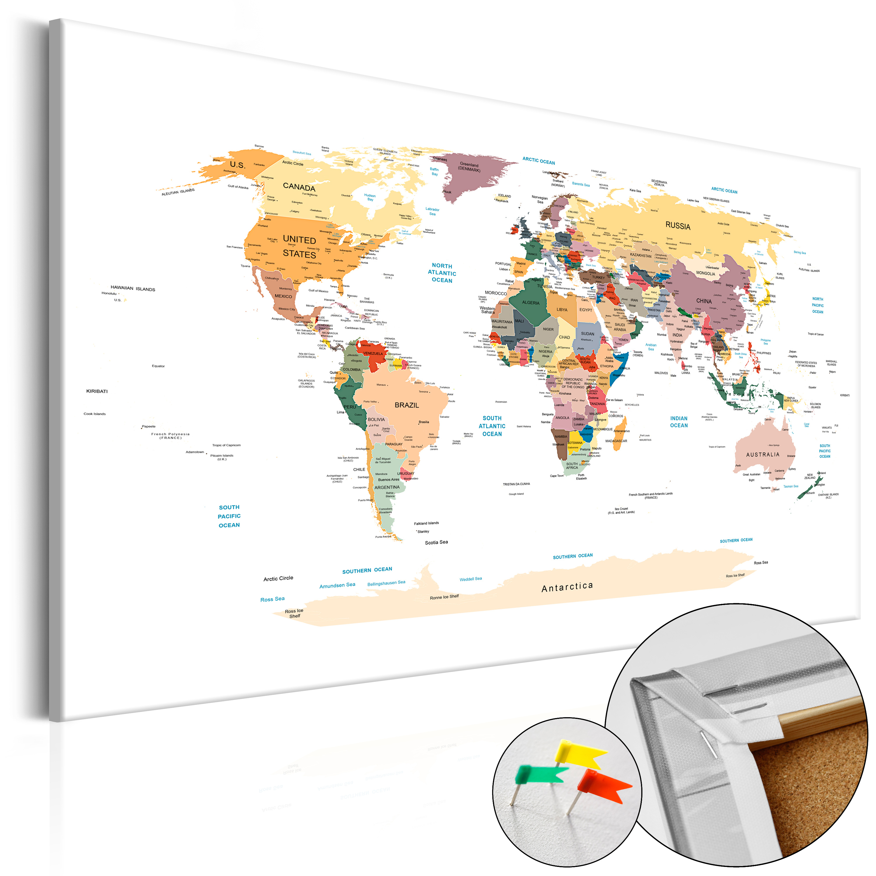 Decorative Pinboard - World Map [Cork Map] - 60x40