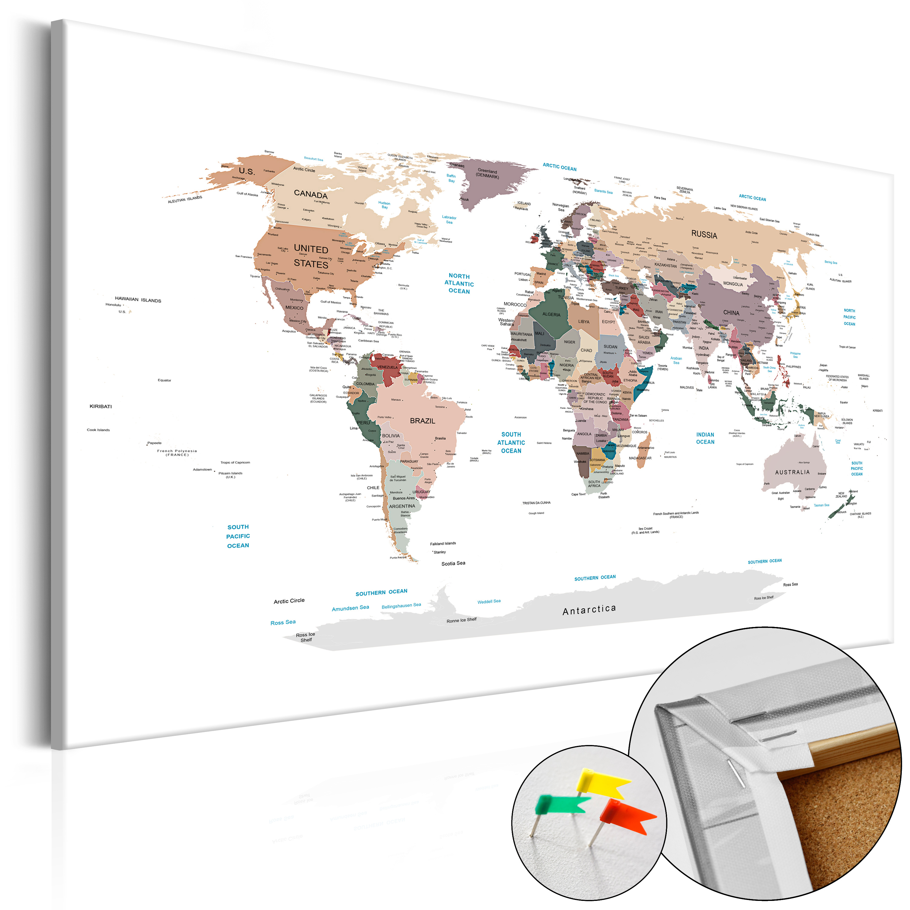 Decorative Pinboard - Where Today? [Cork Map] - 120x80