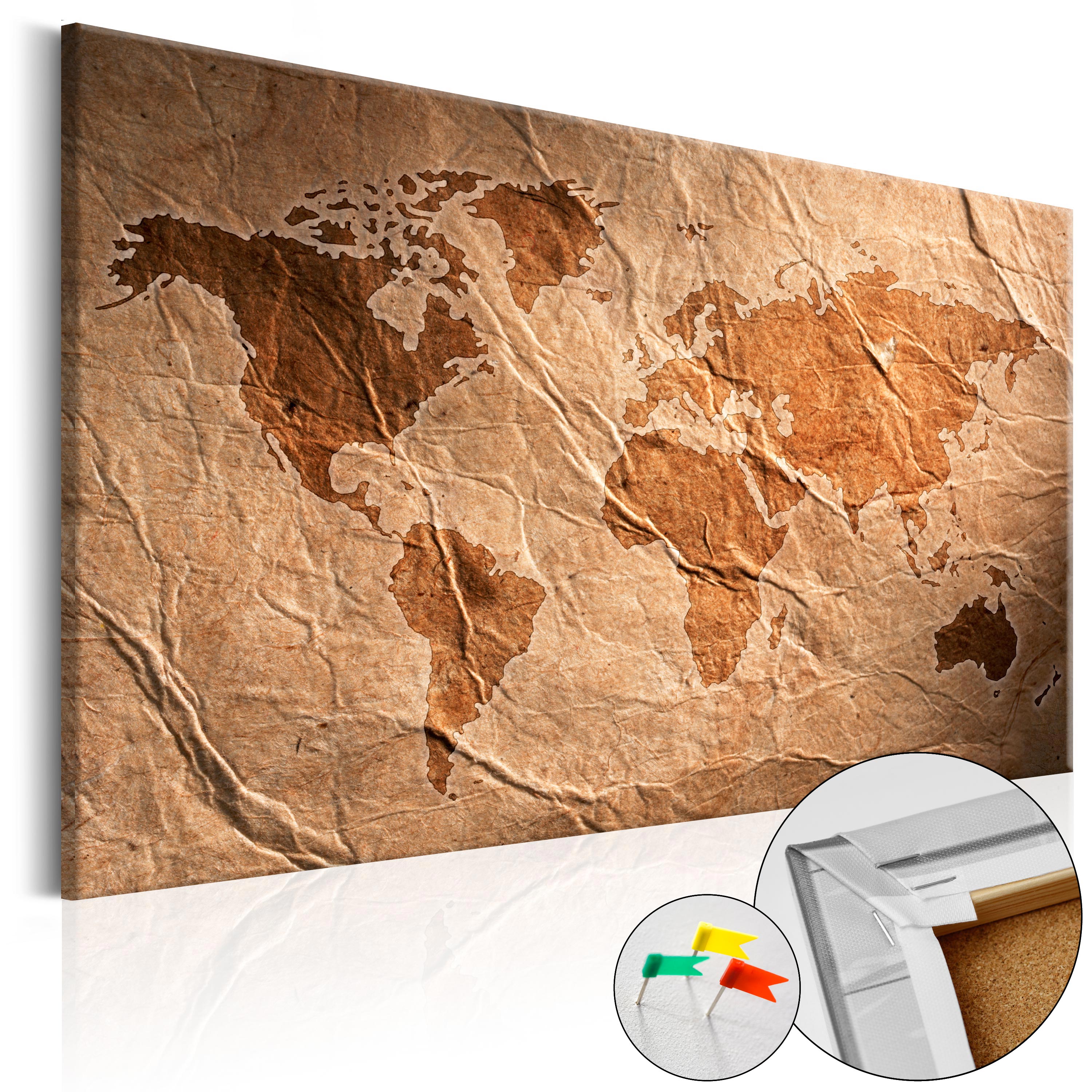Decorative Pinboard - Paper Map [Cork Map] - 90x60